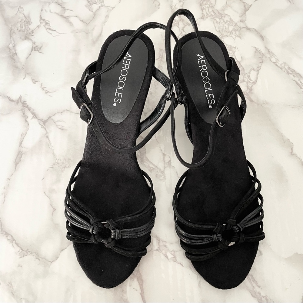 Aerosoles Fax of Life strappy black sandals size 8.5 NEW IN BOX!